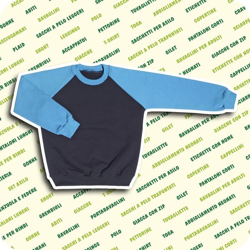 Felpa Girocollo Raglan Bicolor manica lunga per divise scolastiche sportive